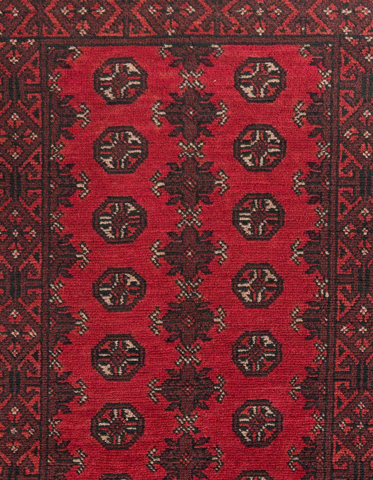 Detail image of 2' 8 x 15' 9  Hand Knotted Afghan Akhche Wool Runner Rug