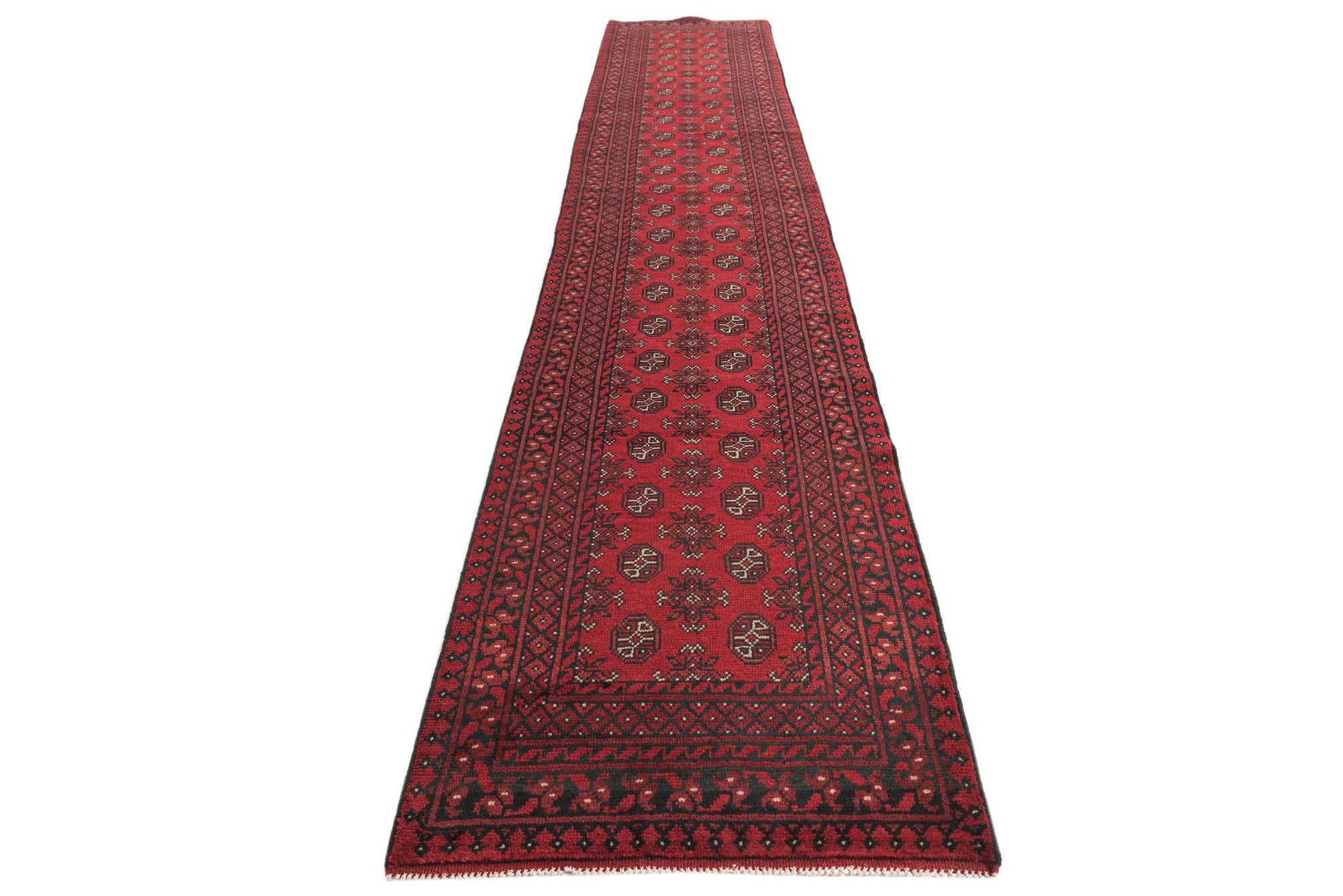 2' 9 x 15' 7 Hand Knotted Afghan Akhche Wool Runner Rug