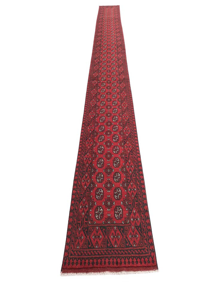 Detail image of 2' 7 x 18' 10 Hand Knotted Afghan Akhche Wool Runner Rug