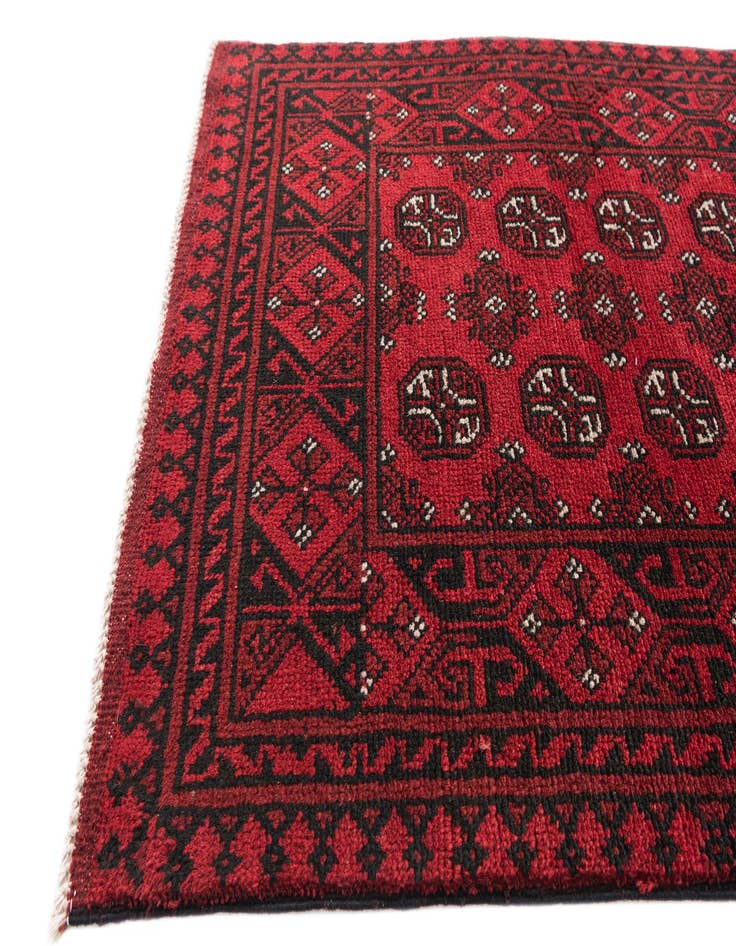 Detail image of 2' 7 x 18' 10 Hand Knotted Afghan Akhche Wool Runner Rug