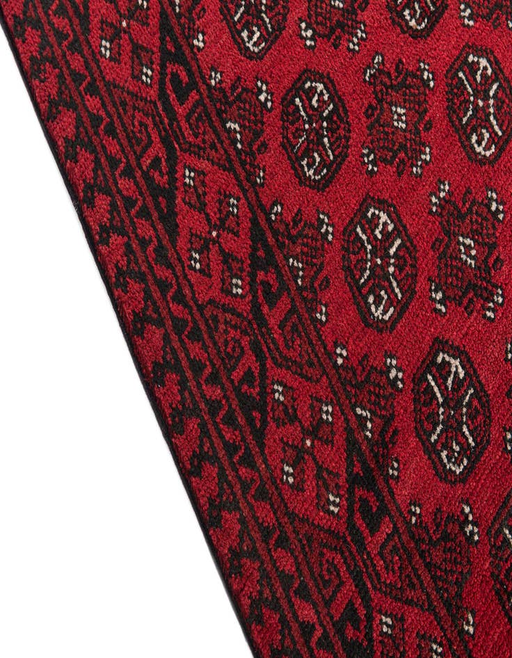 Detail image of 2' 7 x 18' 10 Hand Knotted Afghan Akhche Wool Runner Rug