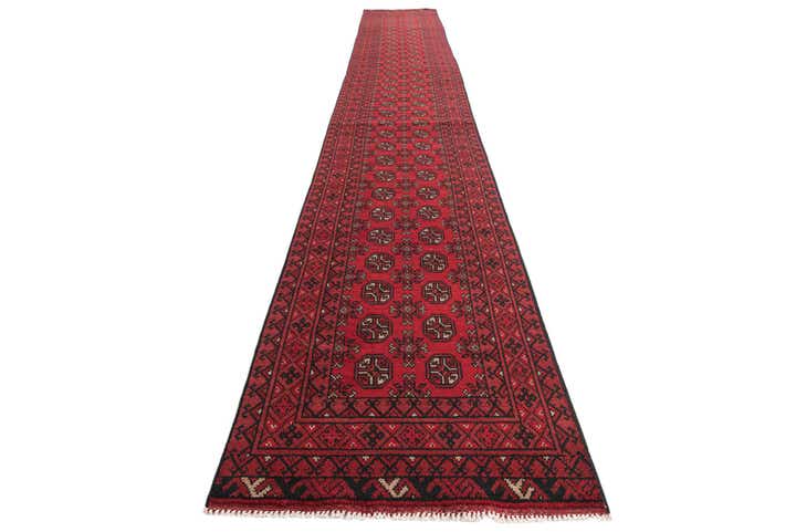 2' 7 x 19' 2 Hand Knotted Afghan Akhche Wool Runner Rug