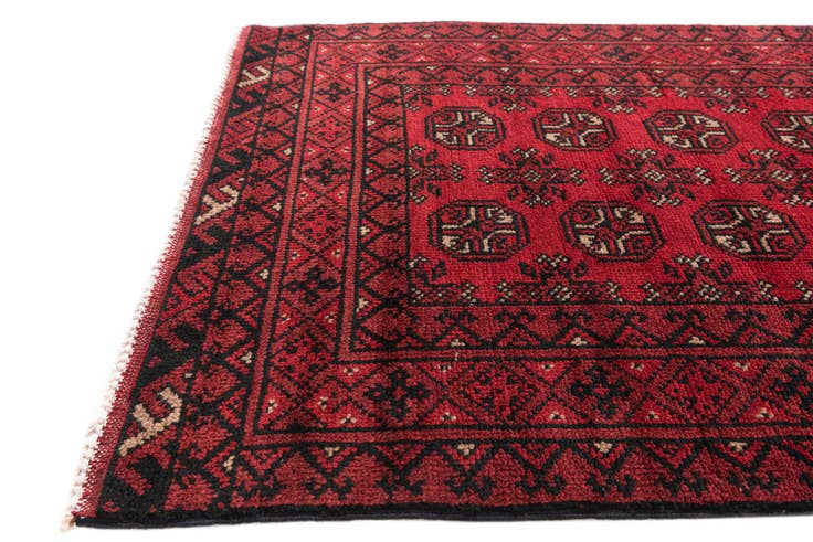 Detail image of 2' 7 x 19' 2 Hand Knotted Afghan Akhche Wool Runner Rug