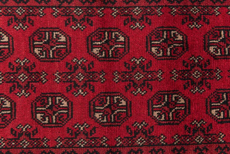 Detail image of 2' 7 x 19' 2 Hand Knotted Afghan Akhche Wool Runner Rug
