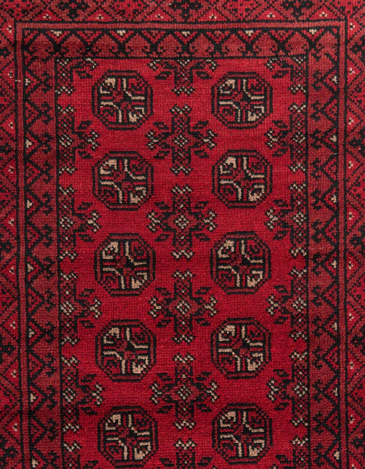 Detail image of 2' 7 x 19' 2  Hand Knotted Afghan Akhche Wool Runner Rug