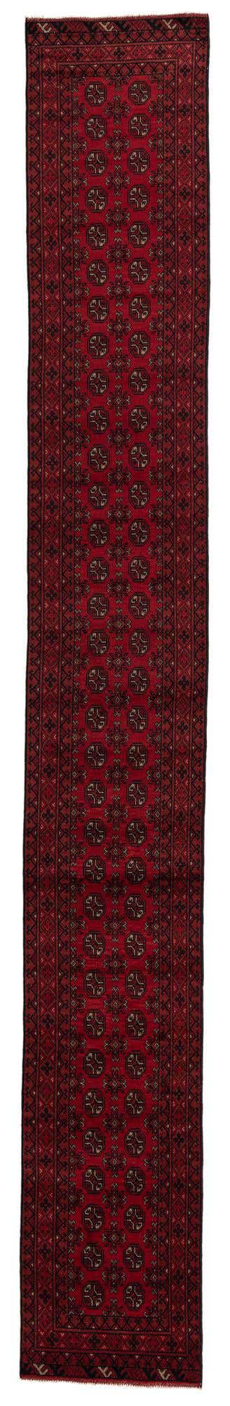 2' 7 x 19' 2 Hand Knotted Afghan Akhche Wool Runner Rug