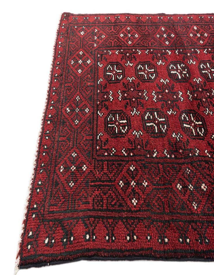 Detail image of 2' 6 x 18' 8  Hand Knotted Afghan Akhche Wool Runner Rug