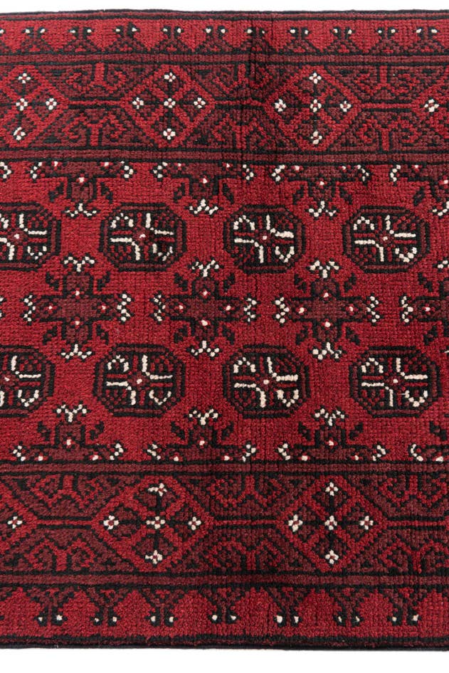 Detail image of 2' 6 x 18' 8 Hand Knotted Afghan Akhche Wool Runner Rug