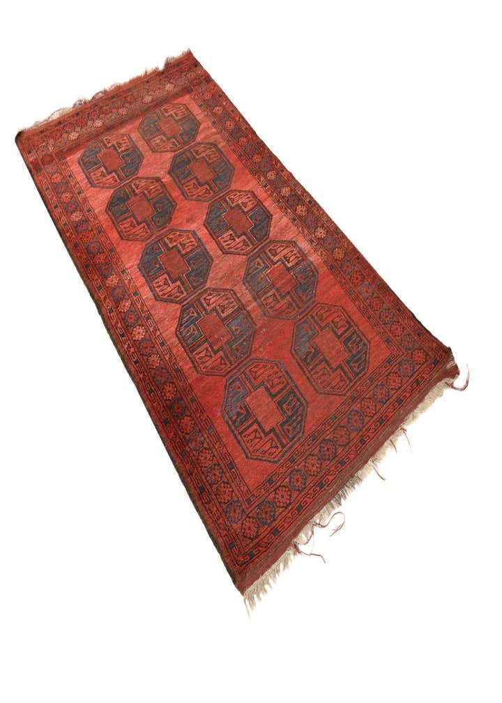 3' 8 x 7' 4 Hand Knotted Afghan Akhche Wool Runner Rug