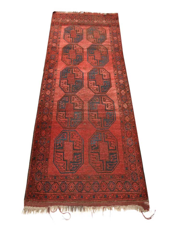 3' 8 x 7' 4 Hand Knotted Afghan Akhche Wool Runner Rug