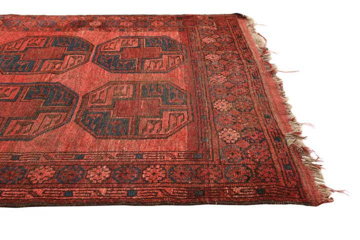 3' 8 x 7' 4 Hand Knotted Afghan Akhche Wool Runner Rug