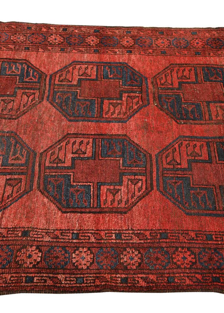 3' 8 x 7' 4 Hand Knotted Afghan Akhche Wool Runner Rug