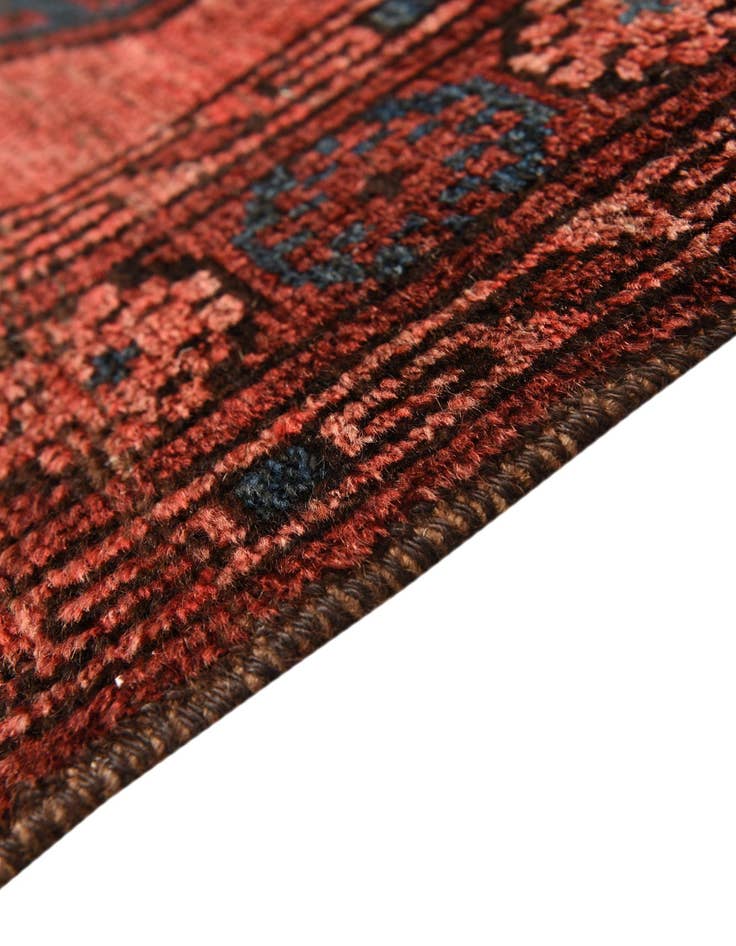 Detail image of 3' 8 x 7' 4 Hand Knotted Afghan Akhche Wool Runner Rug