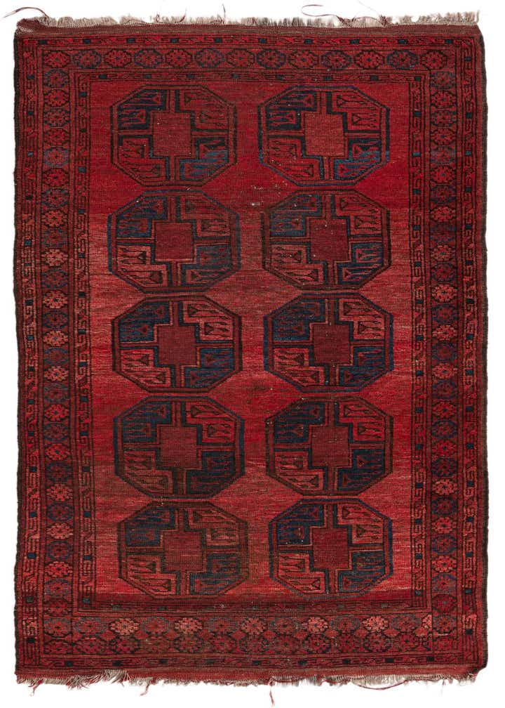 3' 8 x 7' 4 Hand Knotted Afghan Akhche Wool Runner Rug