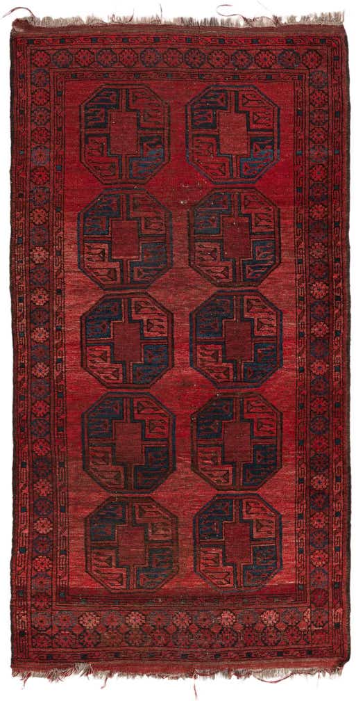 3' 8 x 7' 4 Hand Knotted Afghan Akhche Wool Runner Rug