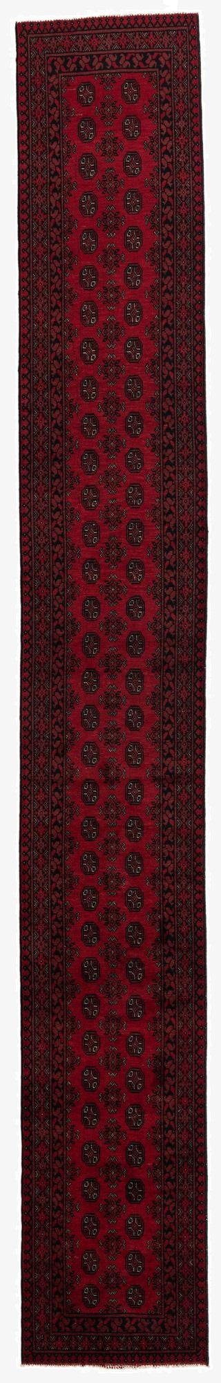 2' 8 x 19' 1  Hand Knotted Afghan Akhche Wool Runner Rug