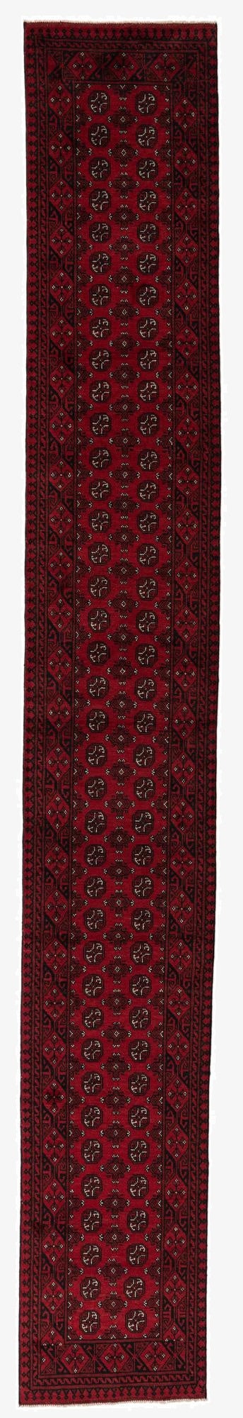 2' 8 x 18' 10  Hand Knotted Afghan Akhche Wool Runner Rug
