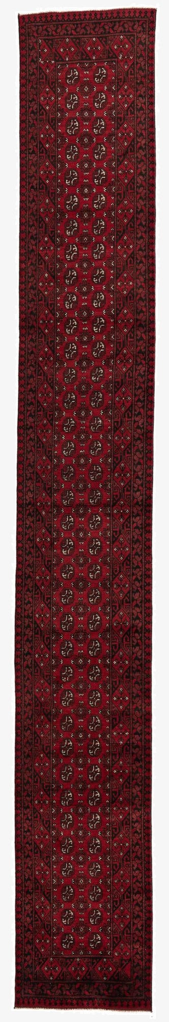 2' 7 x 19'  Hand Knotted Afghan Akhche Wool Runner Rug