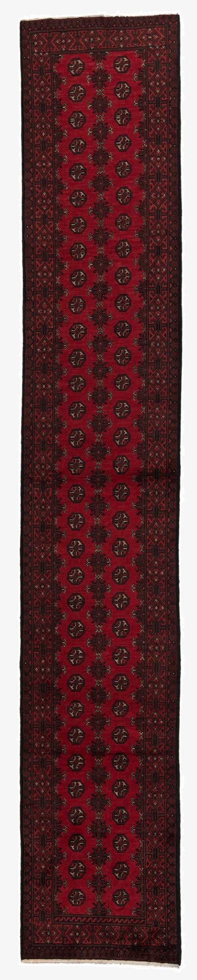 2' 8 x 15' 9  Hand Knotted Afghan Akhche Wool Runner Rug