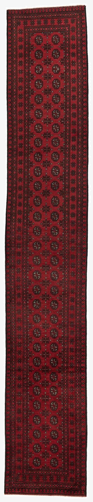 2' 8 x 16' 2  Hand Knotted Afghan Akhche Wool Runner Rug
