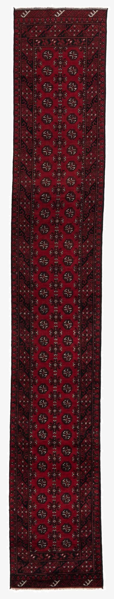 2' 7 x 15' 10  Hand Knotted Afghan Akhche Wool Runner Rug