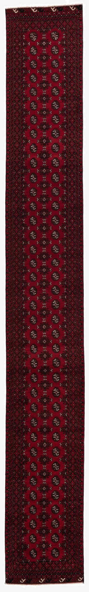 2' 8 x 19' 4  Hand Knotted Afghan Akhche Wool Runner Rug