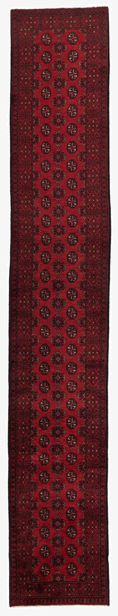 2' 8 x 15' 10  Hand Knotted Afghan Akhche Wool Runner Rug
