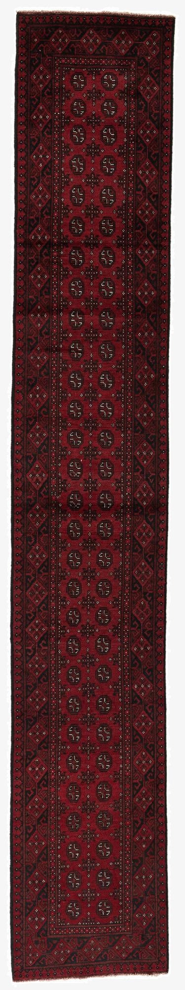 2' 8 x 16' 2  Hand Knotted Afghan Akhche Wool Runner Rug