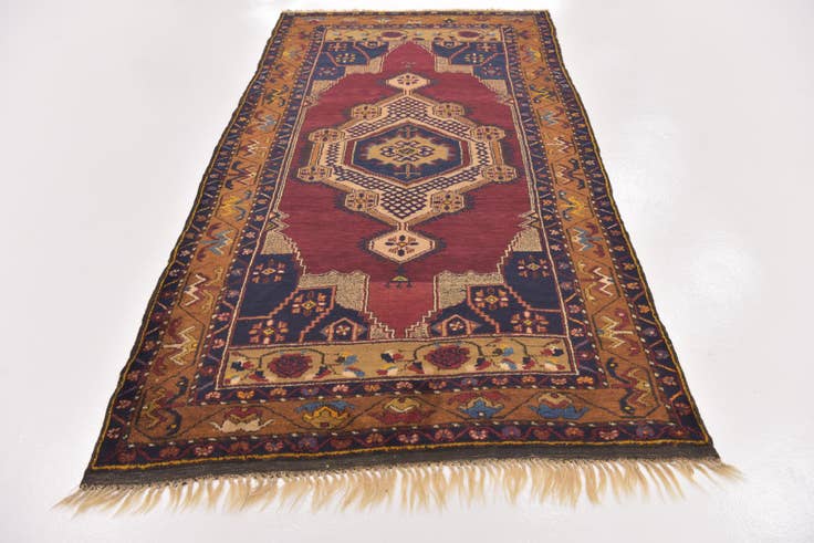 Detail image of 4' 3 x 8' Hand Knotted Anatolian Oriental Wool Runner Rug