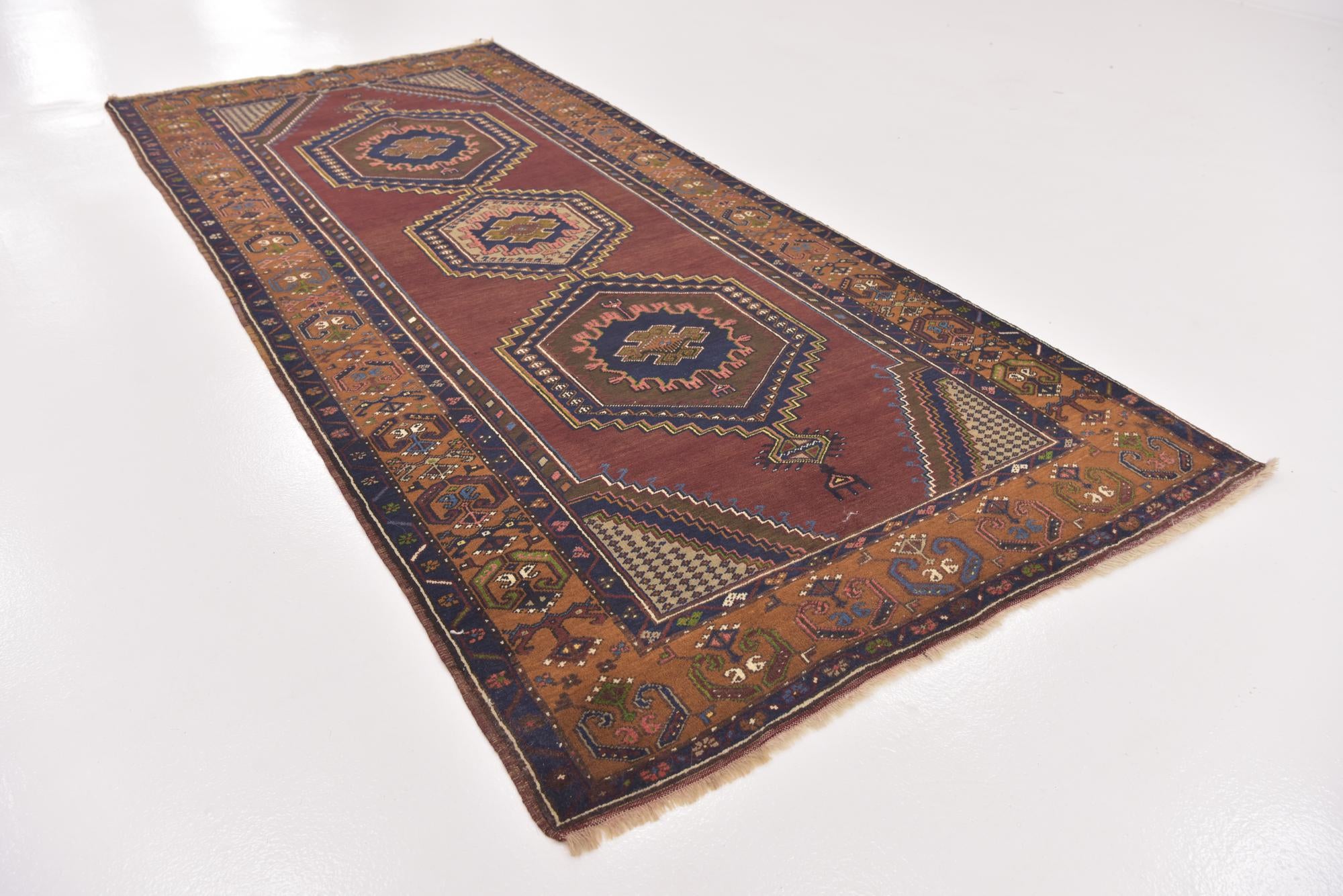 4' 2 x 9' 2 Hand Knotted Anatolian Wool Runner Rug