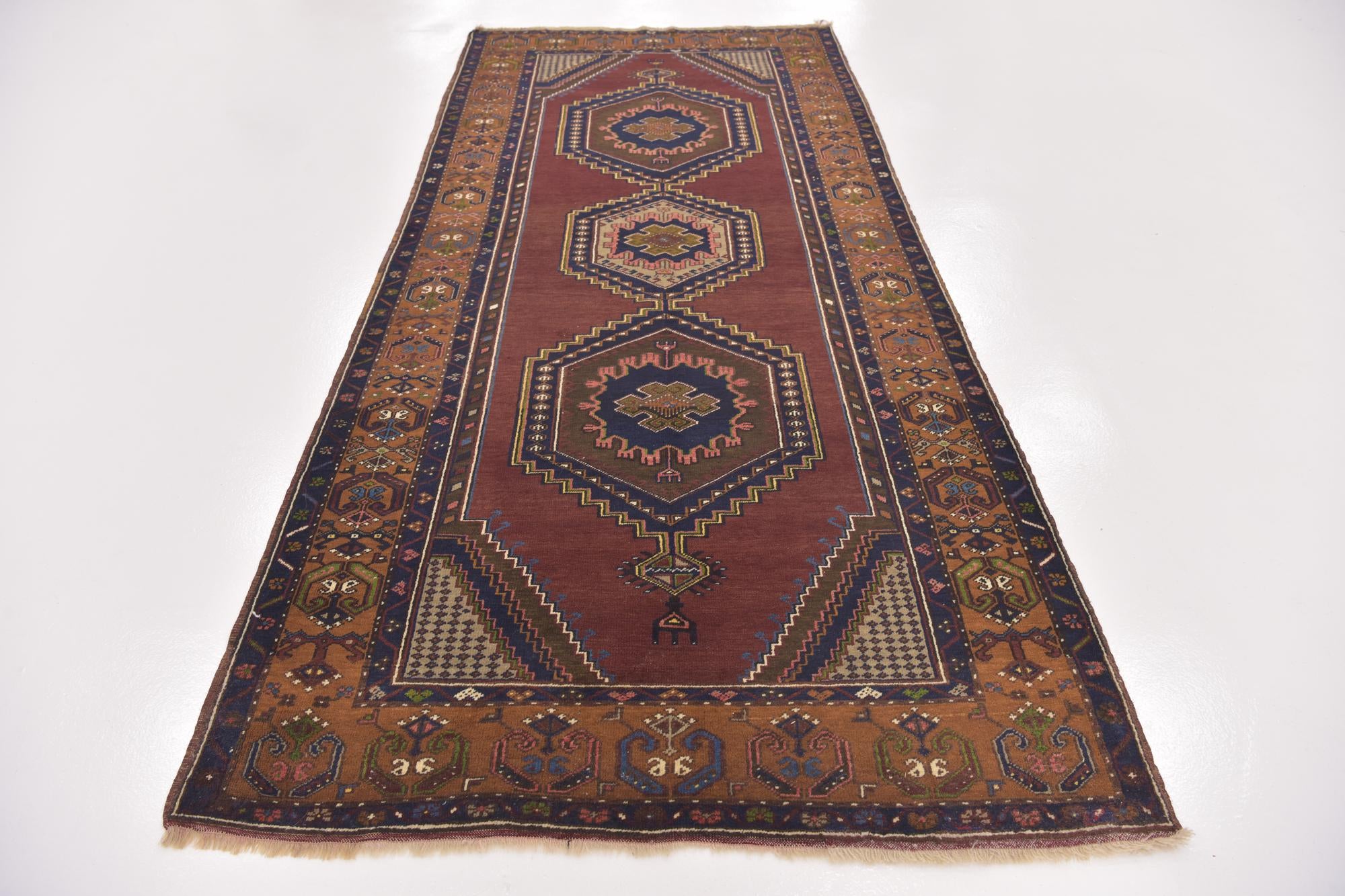 4' 2 x 9' 2 Hand Knotted Anatolian Wool Runner Rug