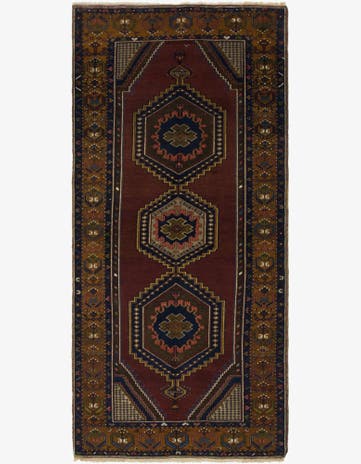 4' 2 x 9' 2 Hand Knotted Anatolian Wool Runner Rug