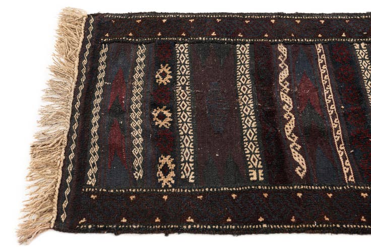 Detail image of 2' x 5' 8 Hand Knotted Balouch Oriental Wool Runner Rug