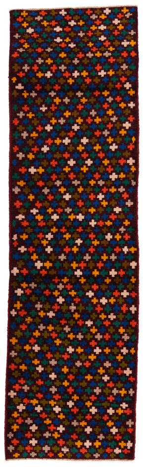 Detailansicht von 85cm x 300cm Handgeknüpft Balouch Wolle Läufer Teppich