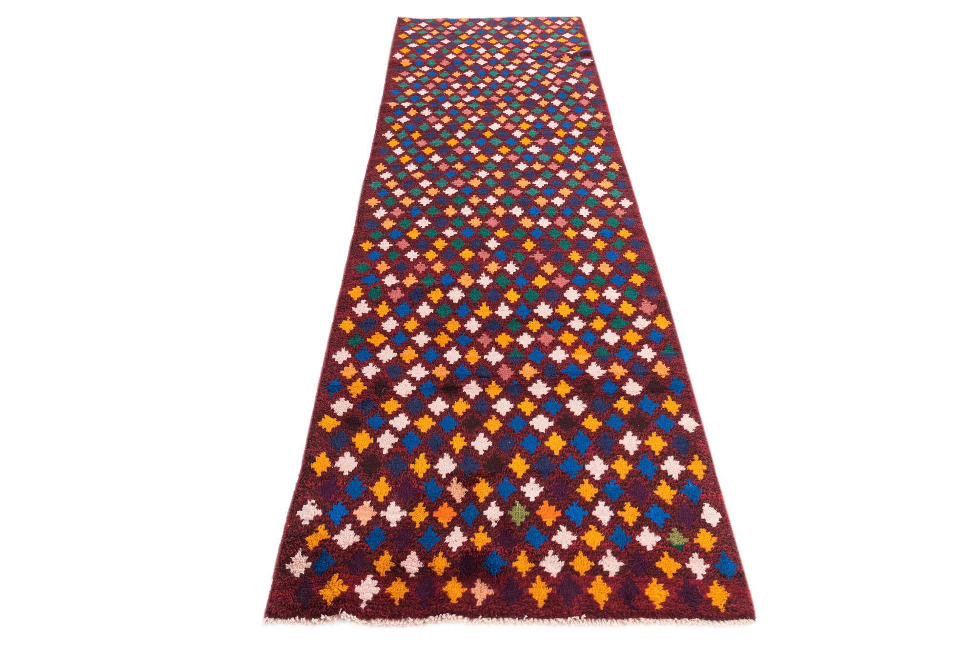 2' 9 x 9' 8 Hand Knotted Balouch Wool Runner Rug