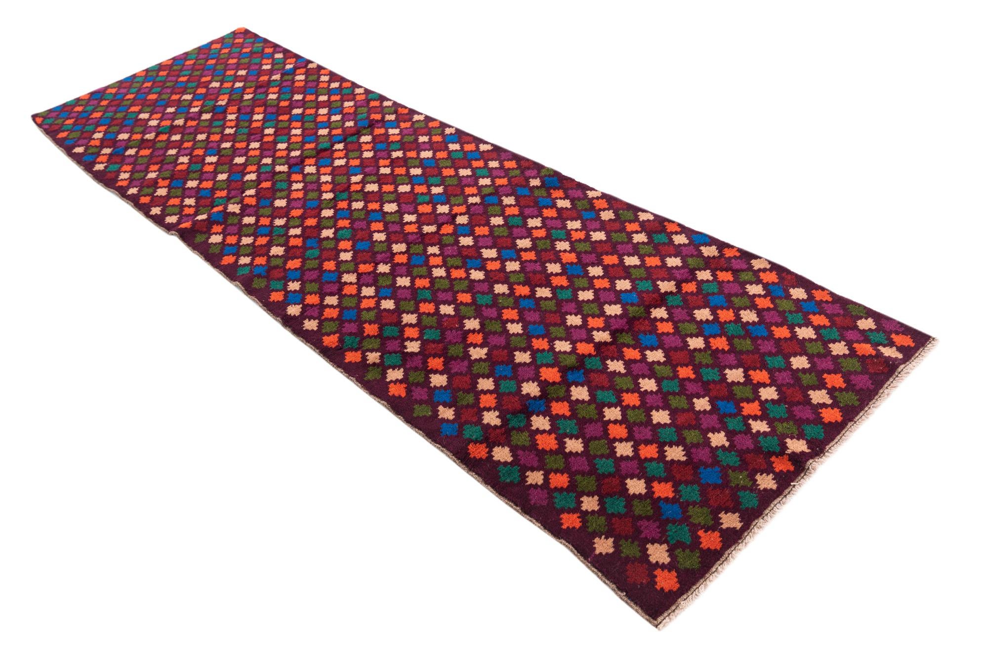 2' 9 x 9' 3 Hand Knotted Balouch Wool Runner Rug