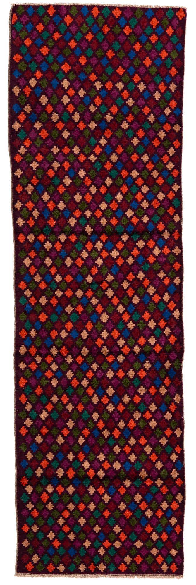 2' 9 x 9' 3 Hand Knotted Balouch Wool Runner Rug