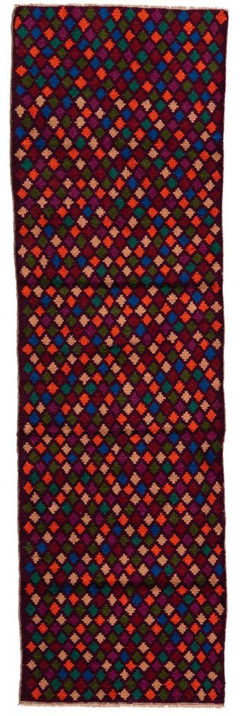 2' 9 x 9' 3 Hand Knotted Balouch Wool Runner Rug
