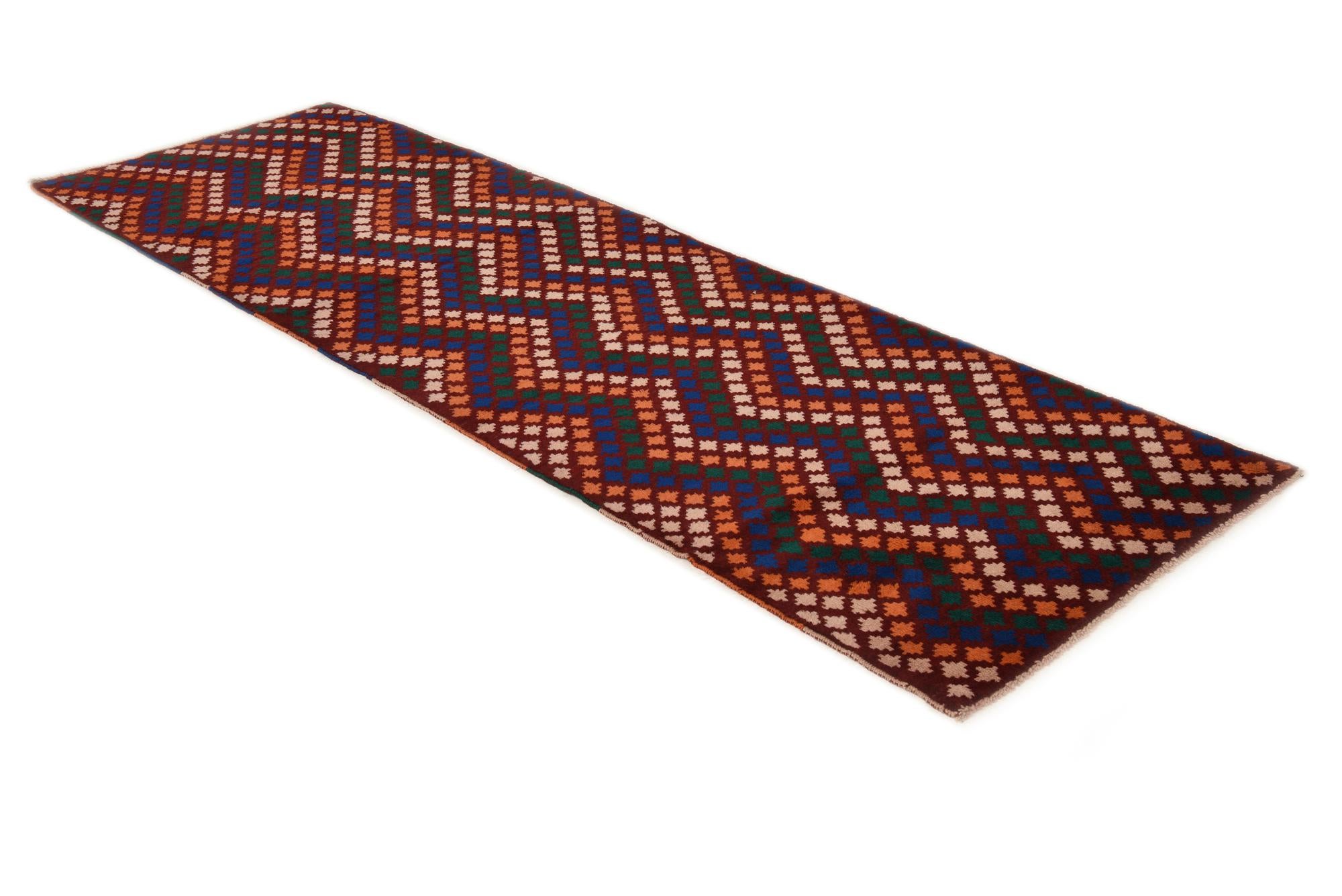3' x 9' 5 Hand Knotted Balouch Wool Runner Rug