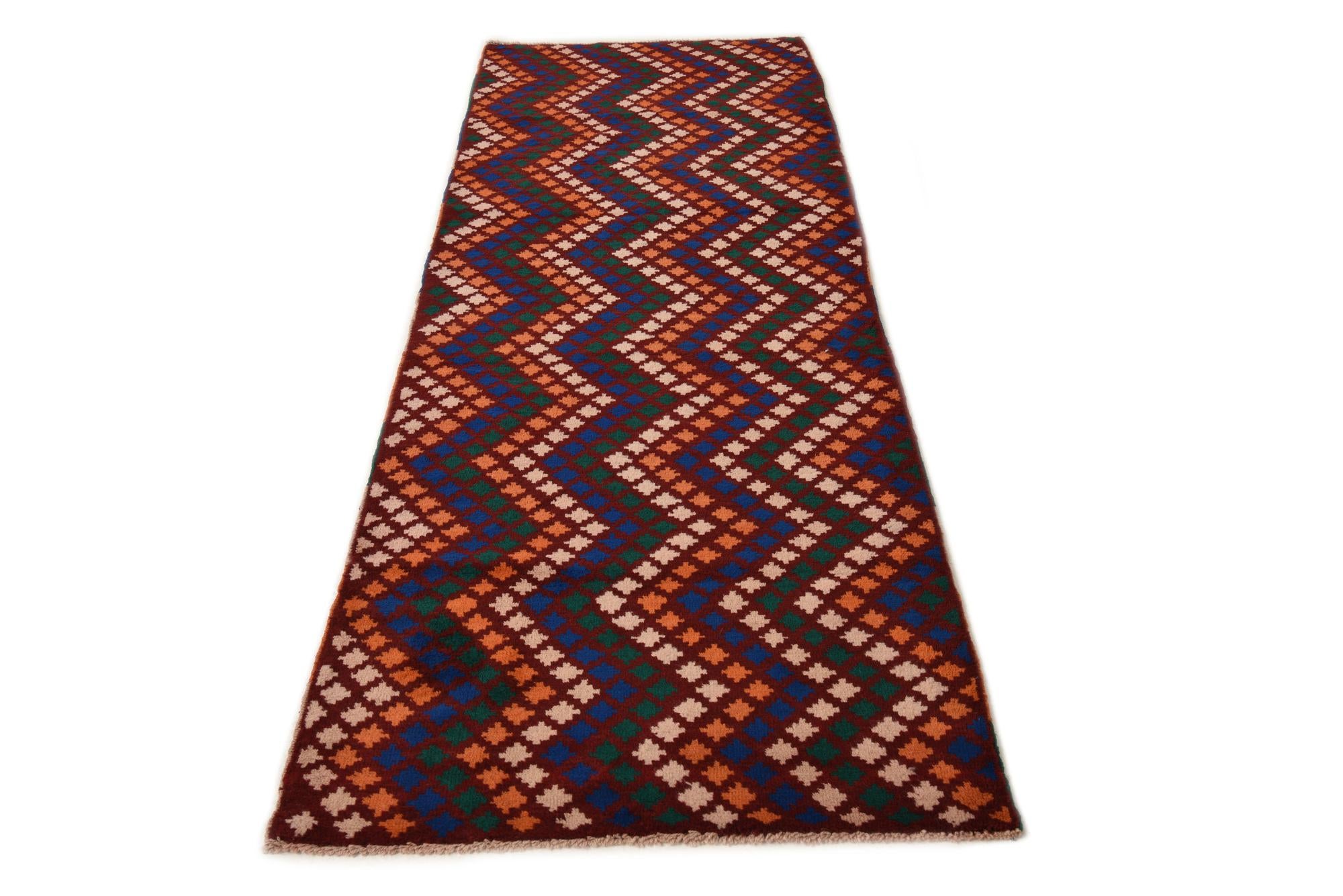 3' x 9' 5 Hand Knotted Balouch Wool Runner Rug