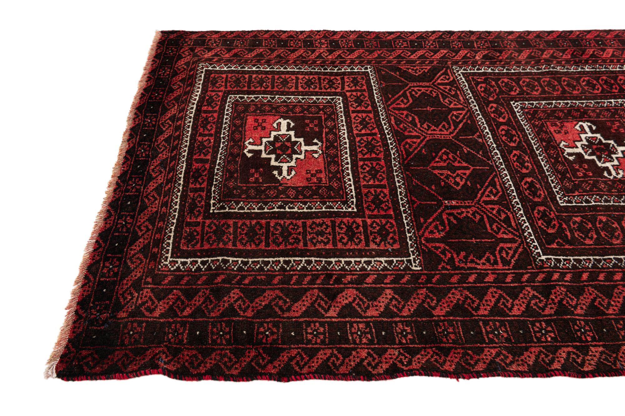3' 2 x 6' 3 Hand Knotted Balouch Wool Runner Rug