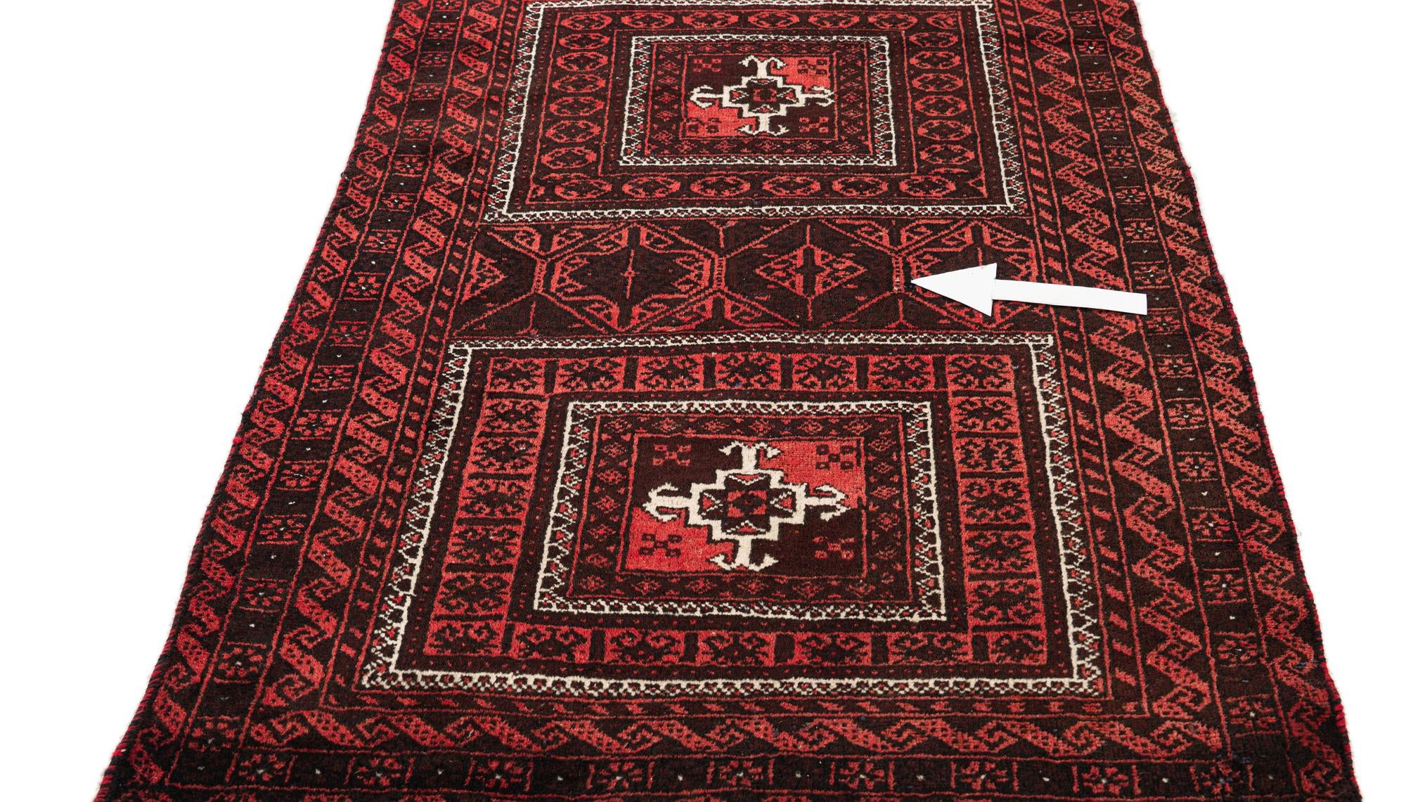 3' 2 x 6' 3 Hand Knotted Balouch Wool Runner Rug