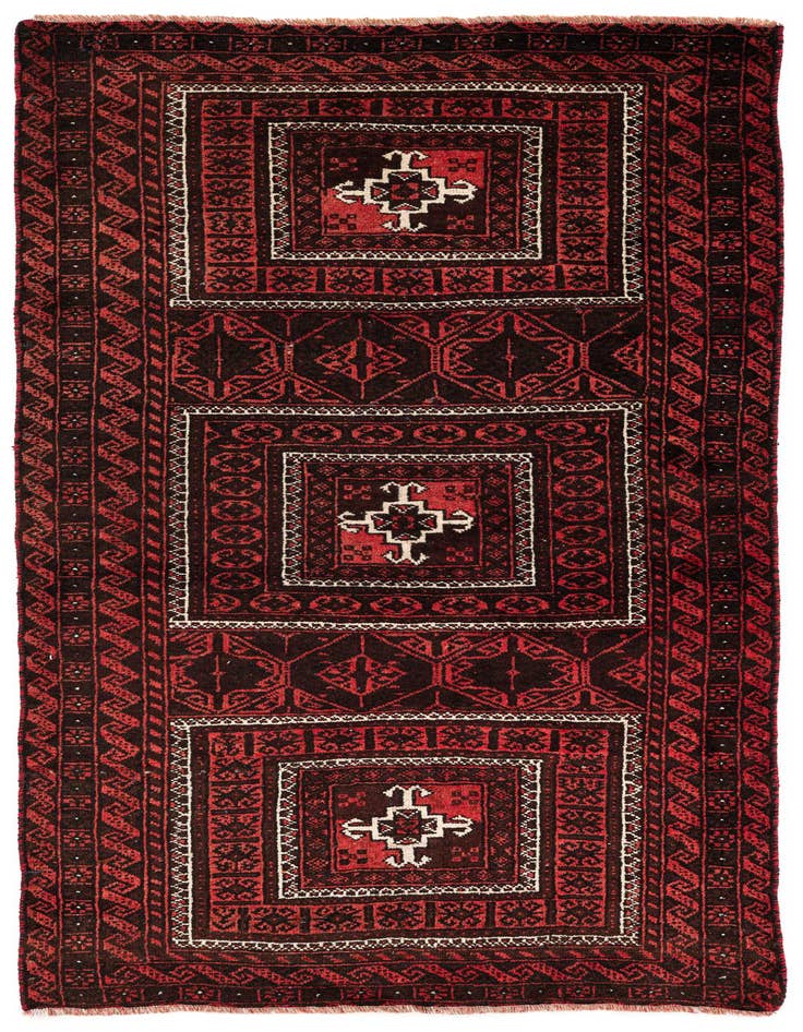Detail image of 3' 2 x 6' 3 Hand Knotted Balouch Wool Runner Rug