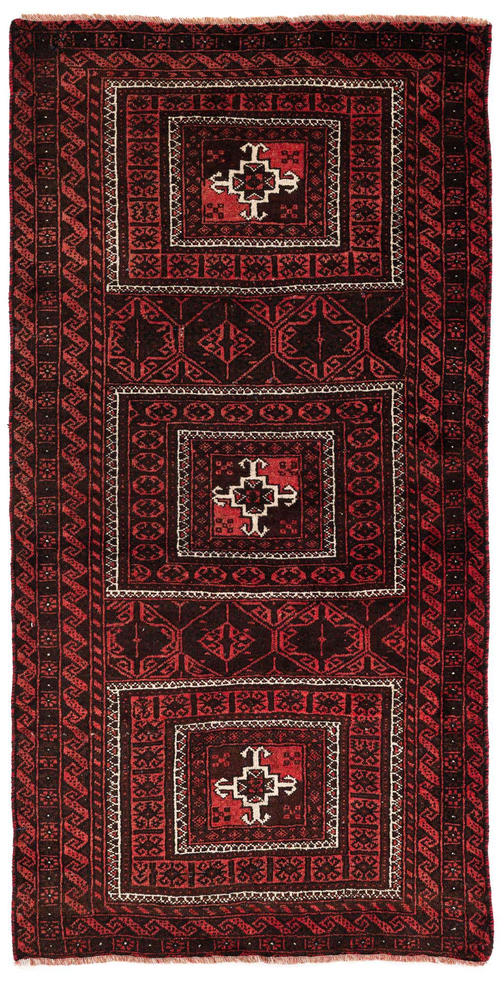 3' 2 x 6' 3 Hand Knotted Balouch Wool Runner Rug