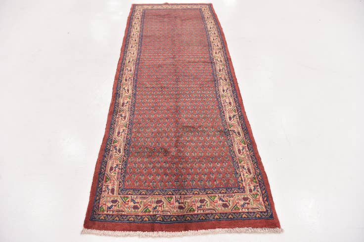 Detail image of 3' 8 x 10' 3 Hand Knotted Botemir Persian Wool Runner Rug