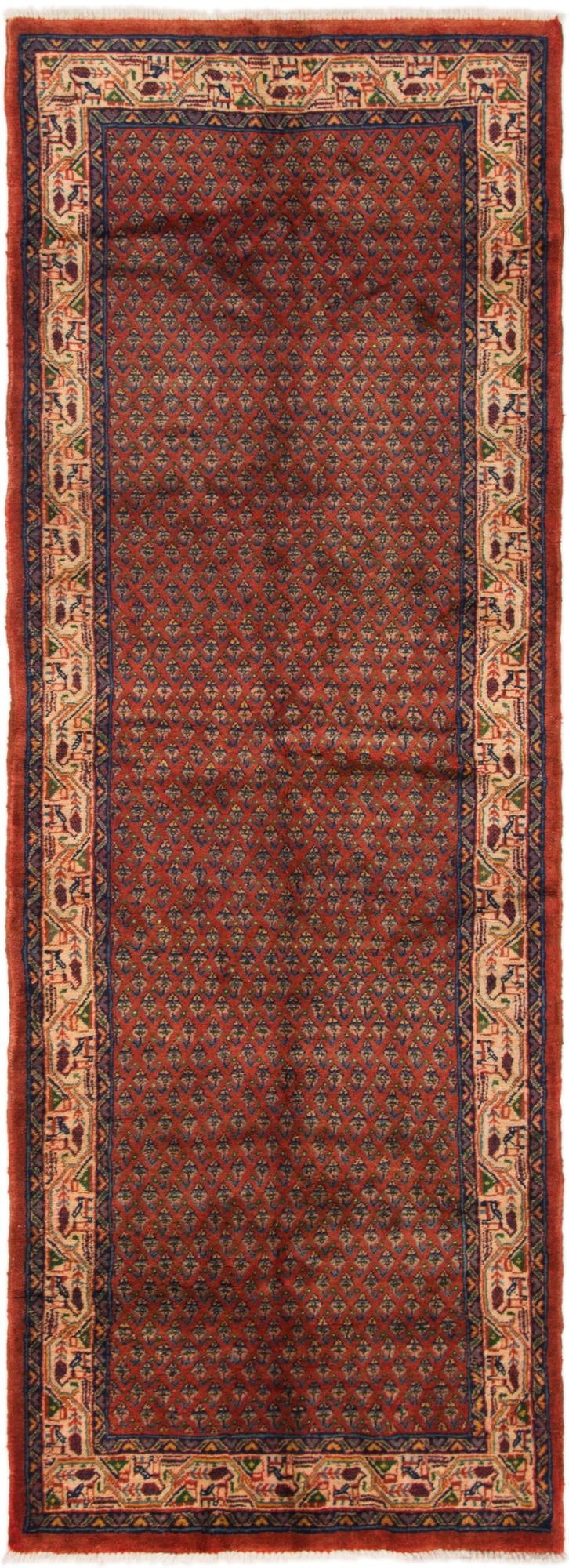 3' 8 x 10' 3 Hand Knotted Botemir Persian Wool Runner Rug