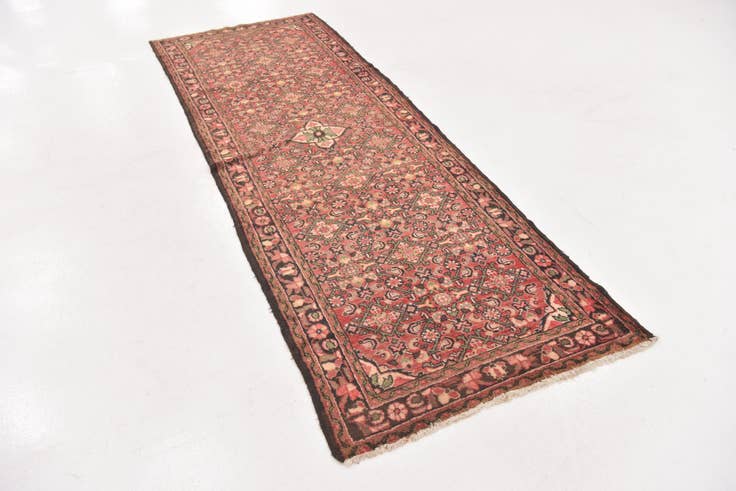 Detail image of 3' 6 x 9' 10 Hand Knotted Hossainabad Persian Wool Runner Rug