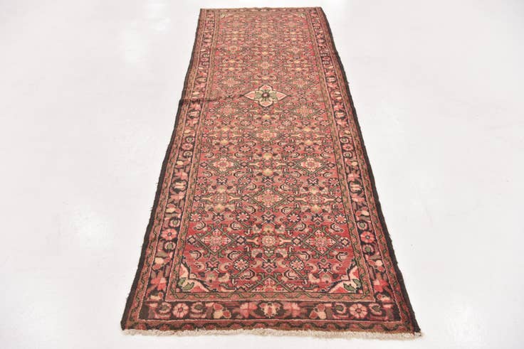 Detail image of 3' 6 x 9' 10 Hand Knotted Hossainabad Persian Wool Runner Rug