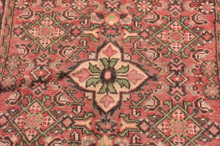 Detail image of 3' 6 x 9' 10 Hand Knotted Hossainabad Persian Wool Runner Rug