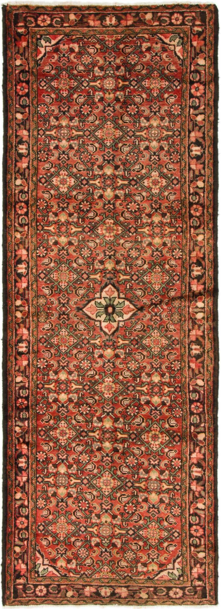 3' 6 x 9' 10 Hand Knotted Hossainabad Persian Wool Runner Rug